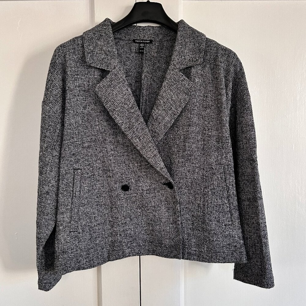 Eileen Fisher Organic Cotton Tweed Short Blazer Size XL
